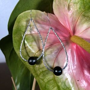 Tahitian Pearl Teardrop Sterling Silver Earrings